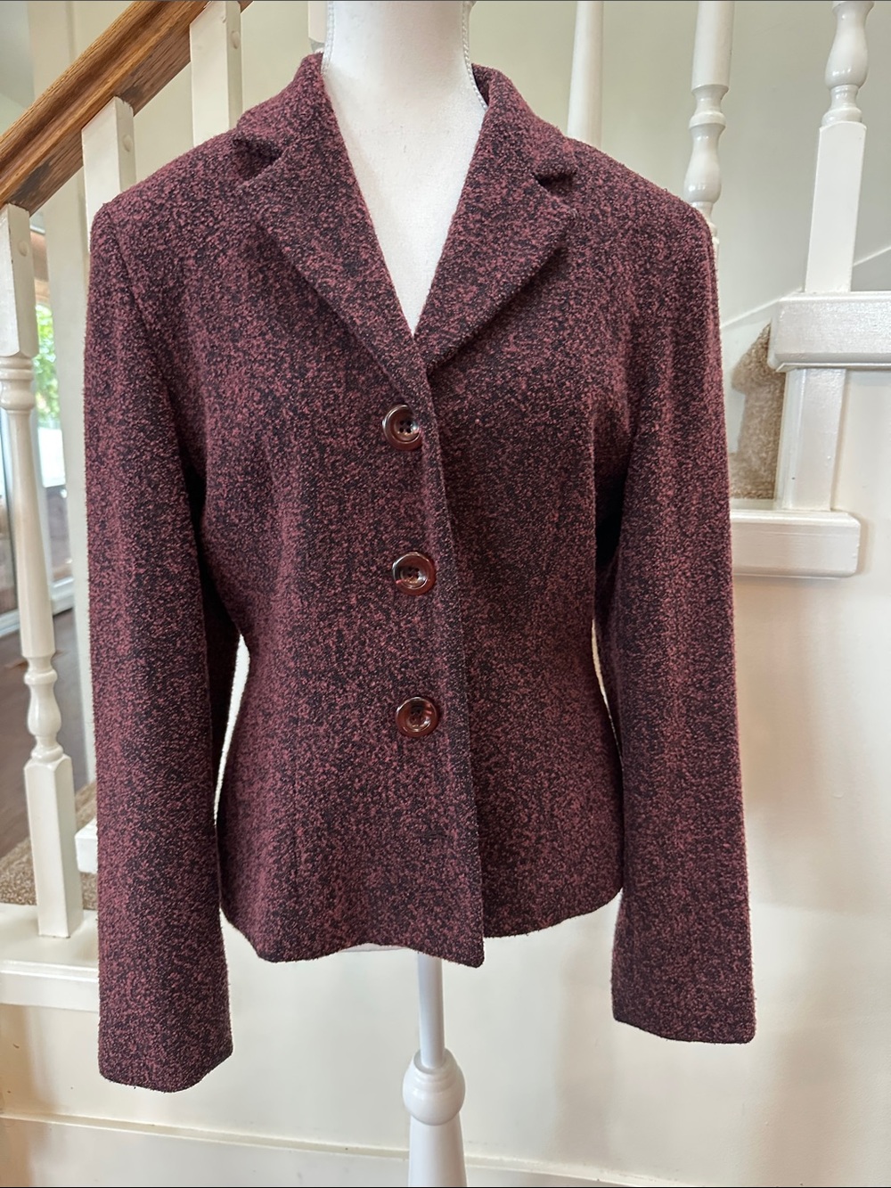 Louden burgundy black tweed jacket